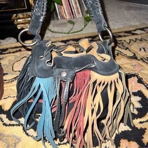 Vintage Patricia Nash genuine Italian leather mini fringe purse